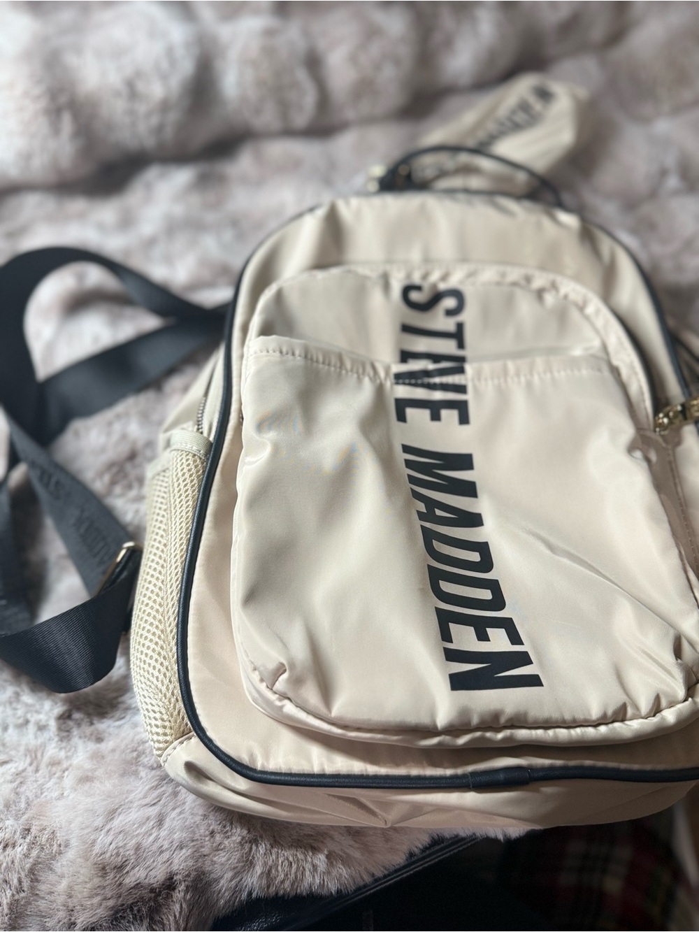 Tan Nylon Backpack academia School Beige Streetwear Utility Everyday Bag NWT